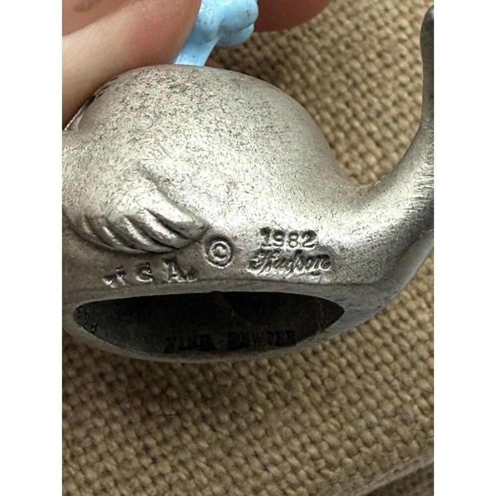 Vintage 1982 Hudson Pewter Mom Whale w/ Baby Whale Water Spout 1.5